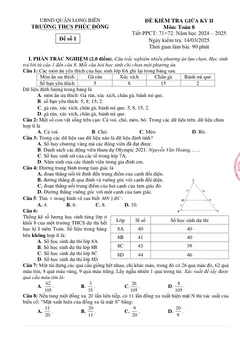 Trang đầu Đề thi Giữa kì 2 Toán 8 năm 2024-2025 trường THCS Phúc Đồng (Hà Nội)