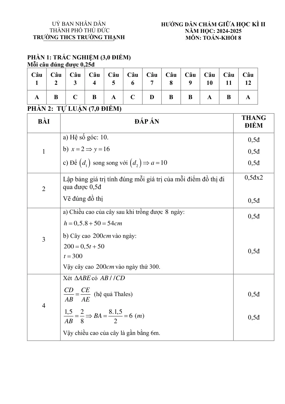 Đề thi Giữa kì 2 Toán 8 năm 2024-2025 trường THCS Trường Thạnh (TP Hồ Chí Minh) - trang 3