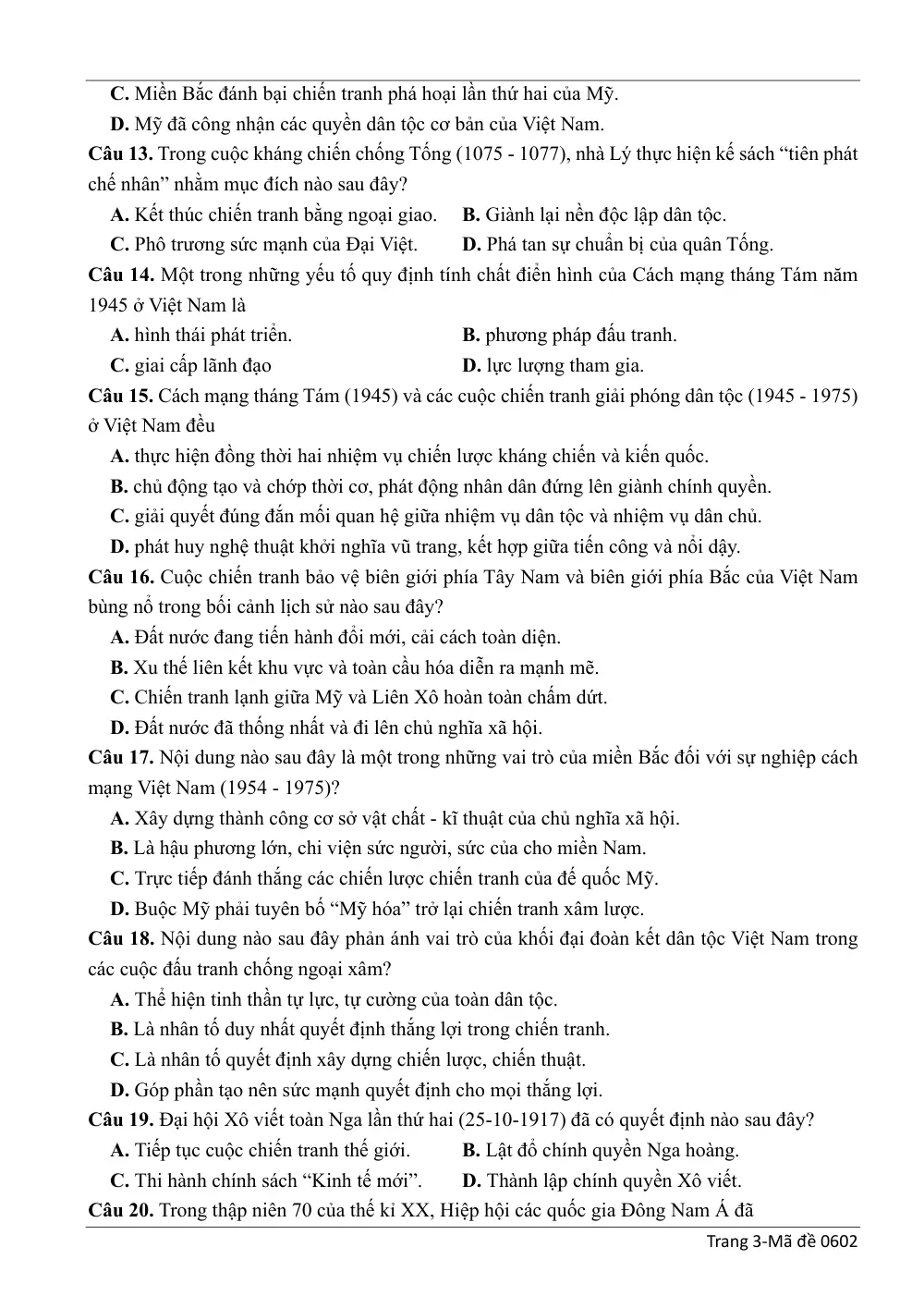 Đề thi thử Tốt nghiệp THPT Lịch sử 2025-2026 trường THPT Chuyên Hạ Long (Quảng Ninh) - trang 3