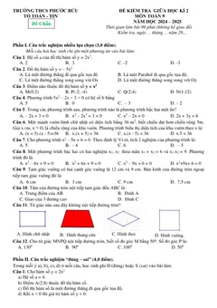 Trang đầu Đề thi Giữa kì 2 Toán 9 năm 2024-2025 trường THCS Phước Bửu (Bà Rịa - Vũng Tàu)