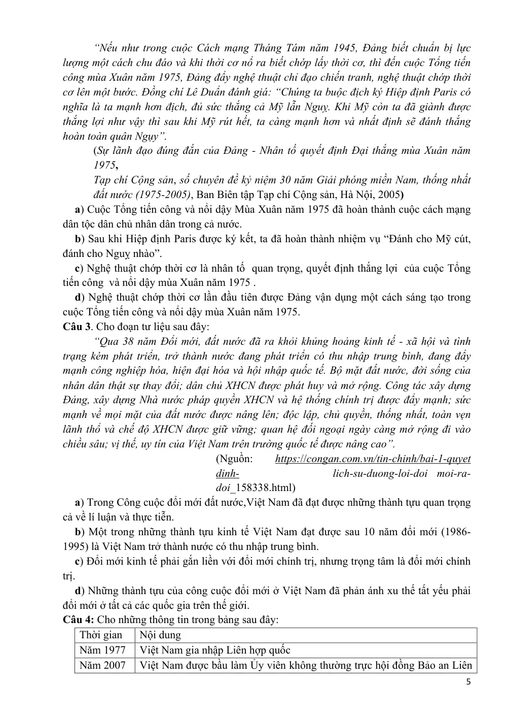 Đề thi thử Tốt nghiệp THPT Lịch sử 2025-2026 Sở Hà Tĩnh (đề tham khảo số 1) - trang 5