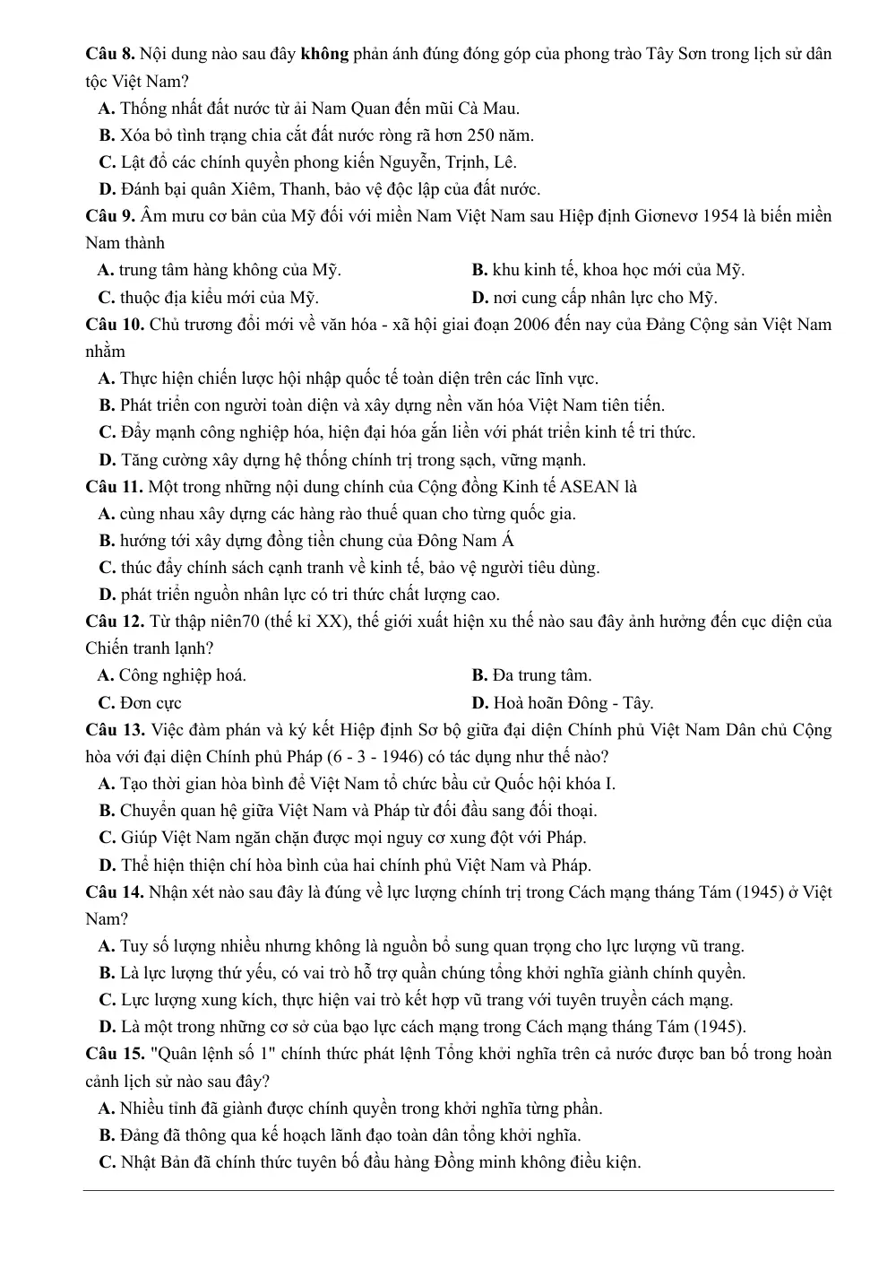 Đề thi thử Tốt nghiệp THPT Lịch sử 2025-2026 trường THPT Nguyễn Bỉnh Khiêm (Hải Phòng) - trang 2