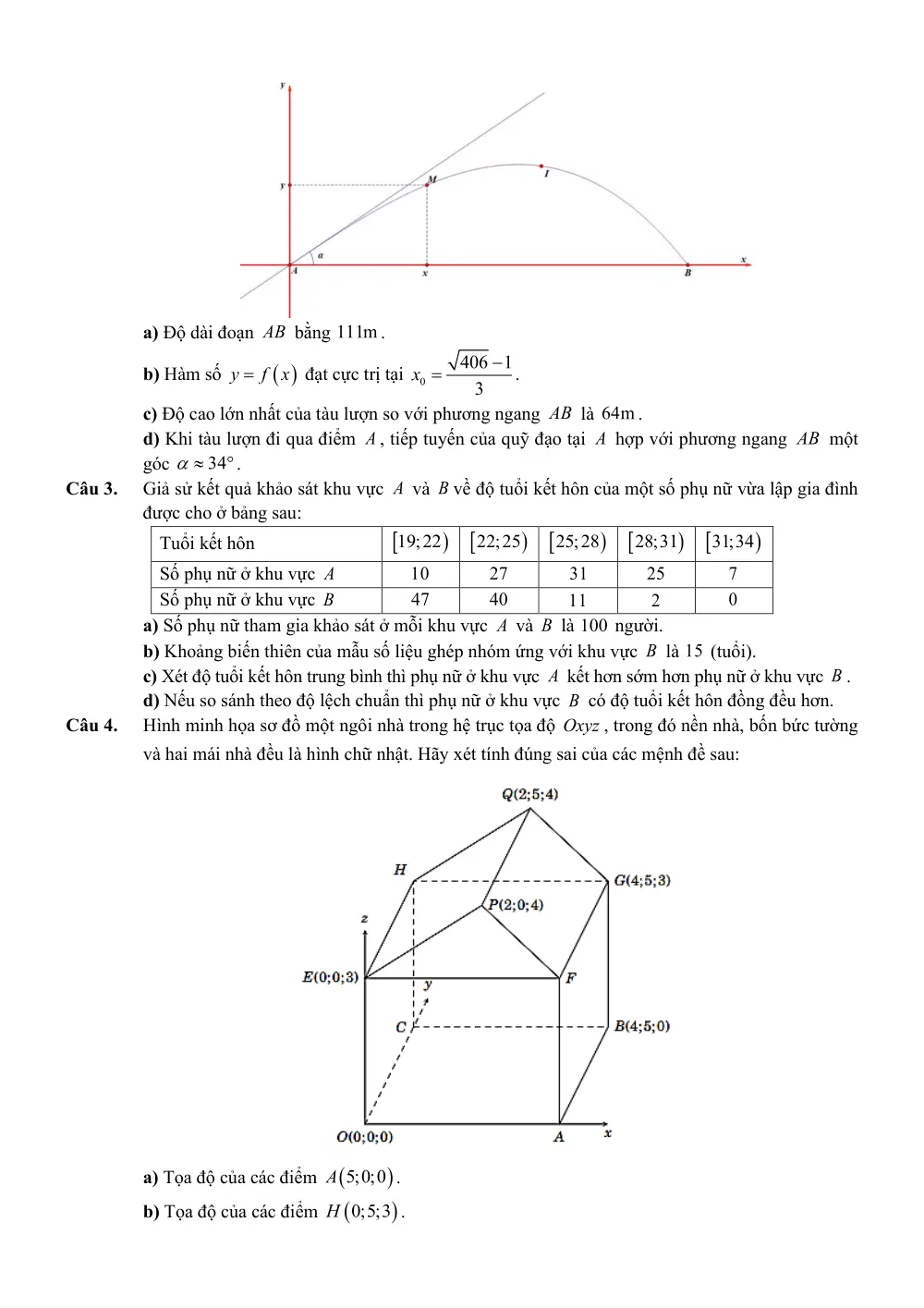 Đề thi thử Tốt nghiệp THPT Toán (lần 1) 2025-2026 trường chuyên Lê Thánh Tông (Đà Nẵng) - trang 3