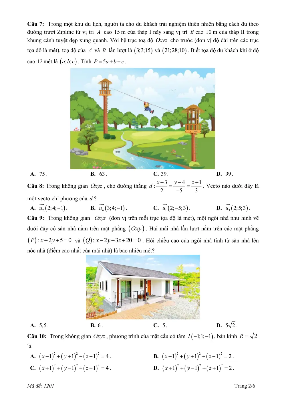 Đề thi Học kì 2 Toán 12 năm 2024-2025 trường THPT Hướng Hóa (Quảng Trị) - trang 2