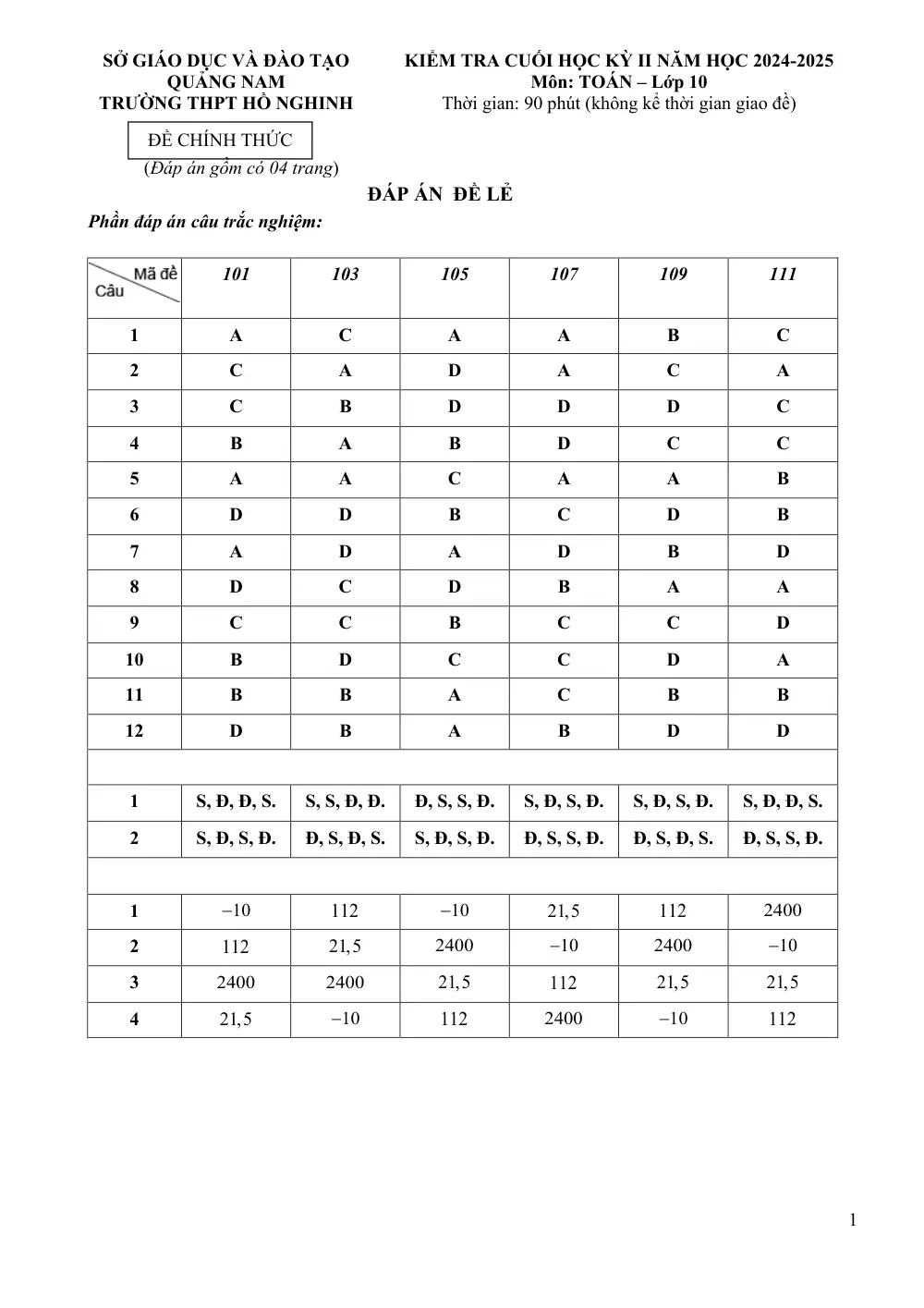 Đề thi Học kì 2 Toán 10 năm 2024-2025 trường THPT Hồ Nghinh (Quảng Nam) - trang 7