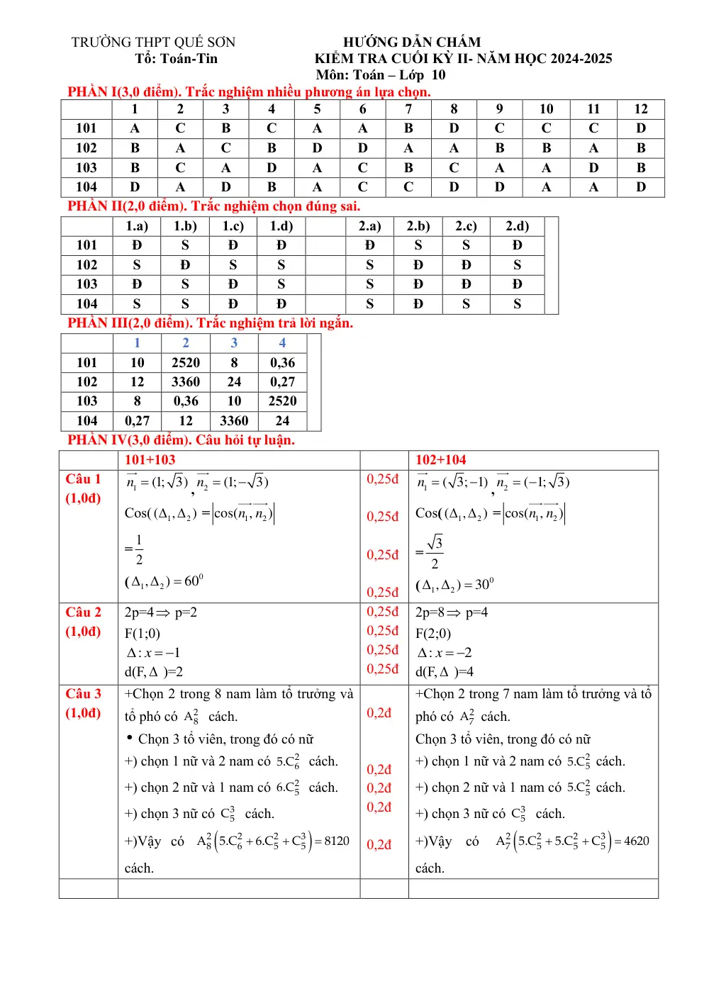 Đề thi Học kì 2 Toán 10 năm 2024-2025 trường THPT Quế Sơn (Quảng Nam) - trang 5