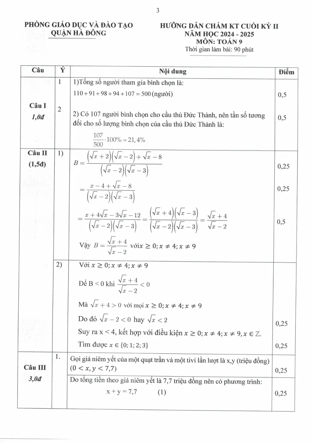 Đề thi Học kì 2 Toán 9 năm 2024-2025 phòng GD&ĐT Hà Đông (Hà Nội) - trang 3