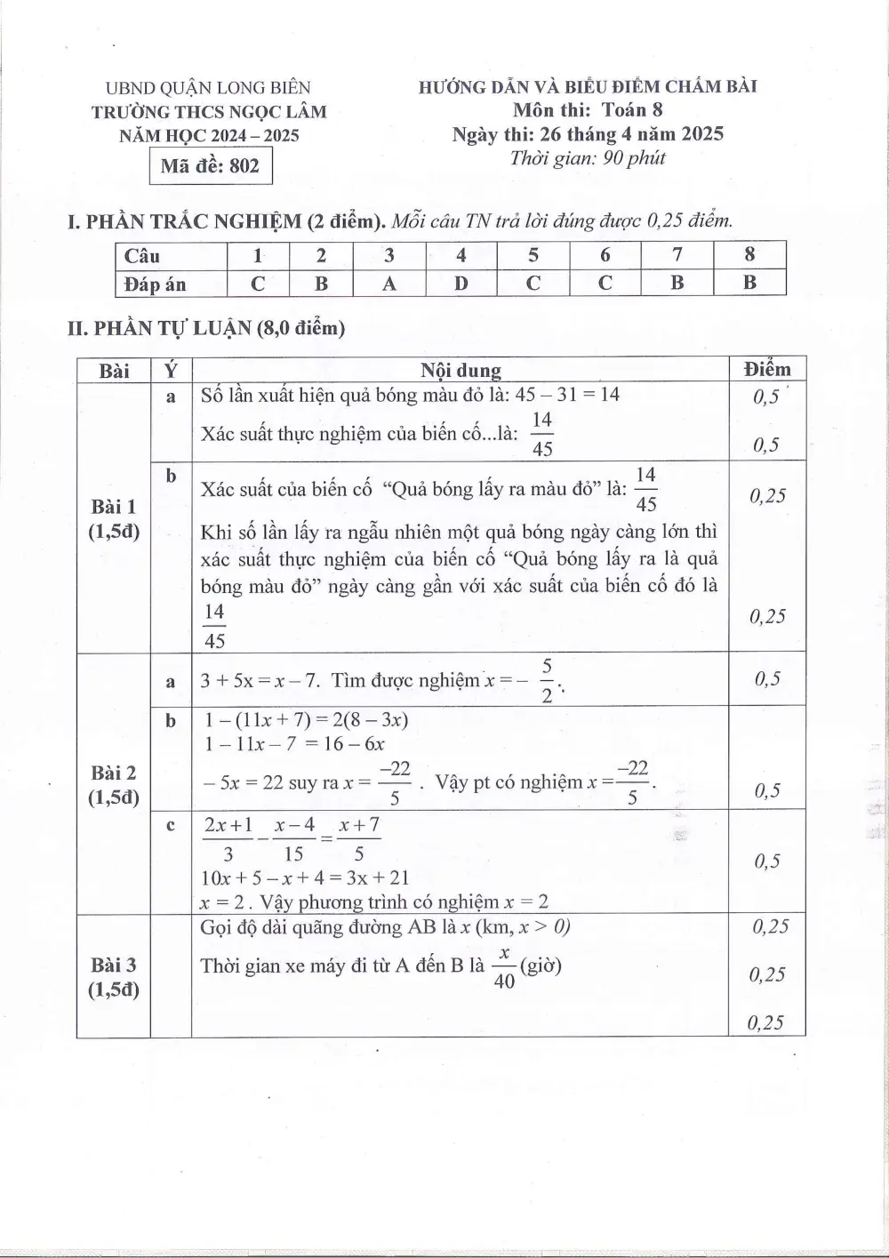 Đề thi Học kì 2 Toán 8 năm 2024-2025 trường THCS Ngọc Lâm (Hà Nội) - trang 7