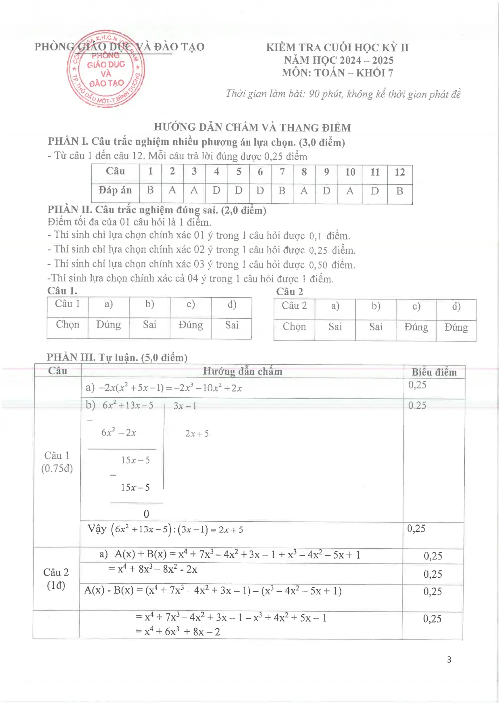 Đề thi Học kì 2 Toán 7 năm 2024-2025 phòng GD&ĐT Thủ Dầu Một (Bình Dương) - trang 3