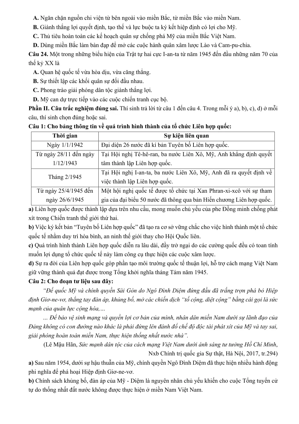 Đề thi thử Tốt nghiệp THPT Lịch sử 2025-2026 trường THPT Thái Phiên (Hải Phòng) - trang 4