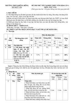 Trang đầu Đề thi thử Tốt nghiệp THPT Ngữ Văn 2025-2026 trường THPT Krông Bông (Đăk Lăk)