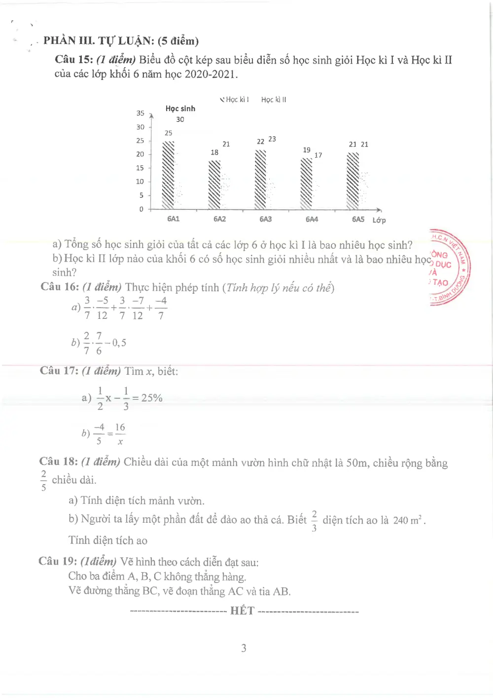Đề thi Học kì 2 Toán 6 năm 2024-2025 phòng GD&ĐT Thủ Dầu Một (Bình Dương) - trang 3