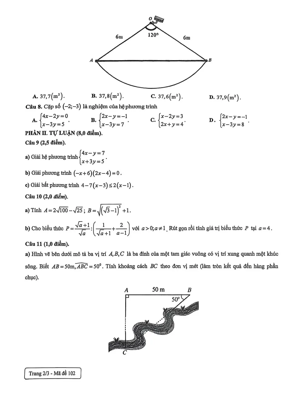 Đề thi thử Toán vào lớp 10 lần 1 năm 2026-2027 Sở Lạng Sơn - trang 2