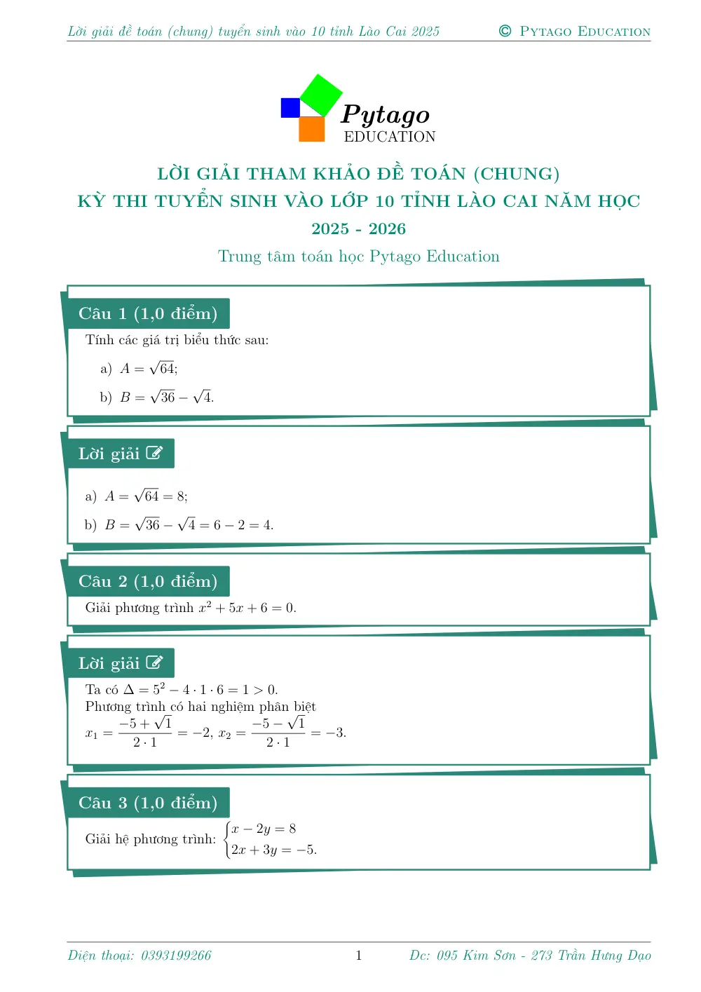 Đề tuyển sinh vào 10 Toán (không chuyên) 2025-2026 Sở Lào Cai - trang 2