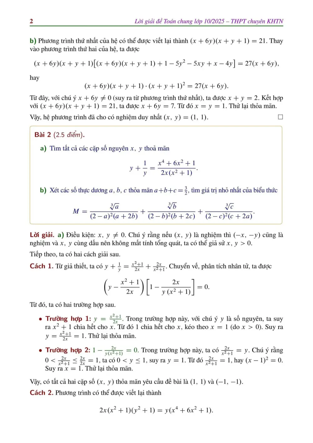 Đề tuyển sinh vào 10 Toán (vòng 1) 2025-2026 trường chuyên KHTN (Hà Nội) - trang 3