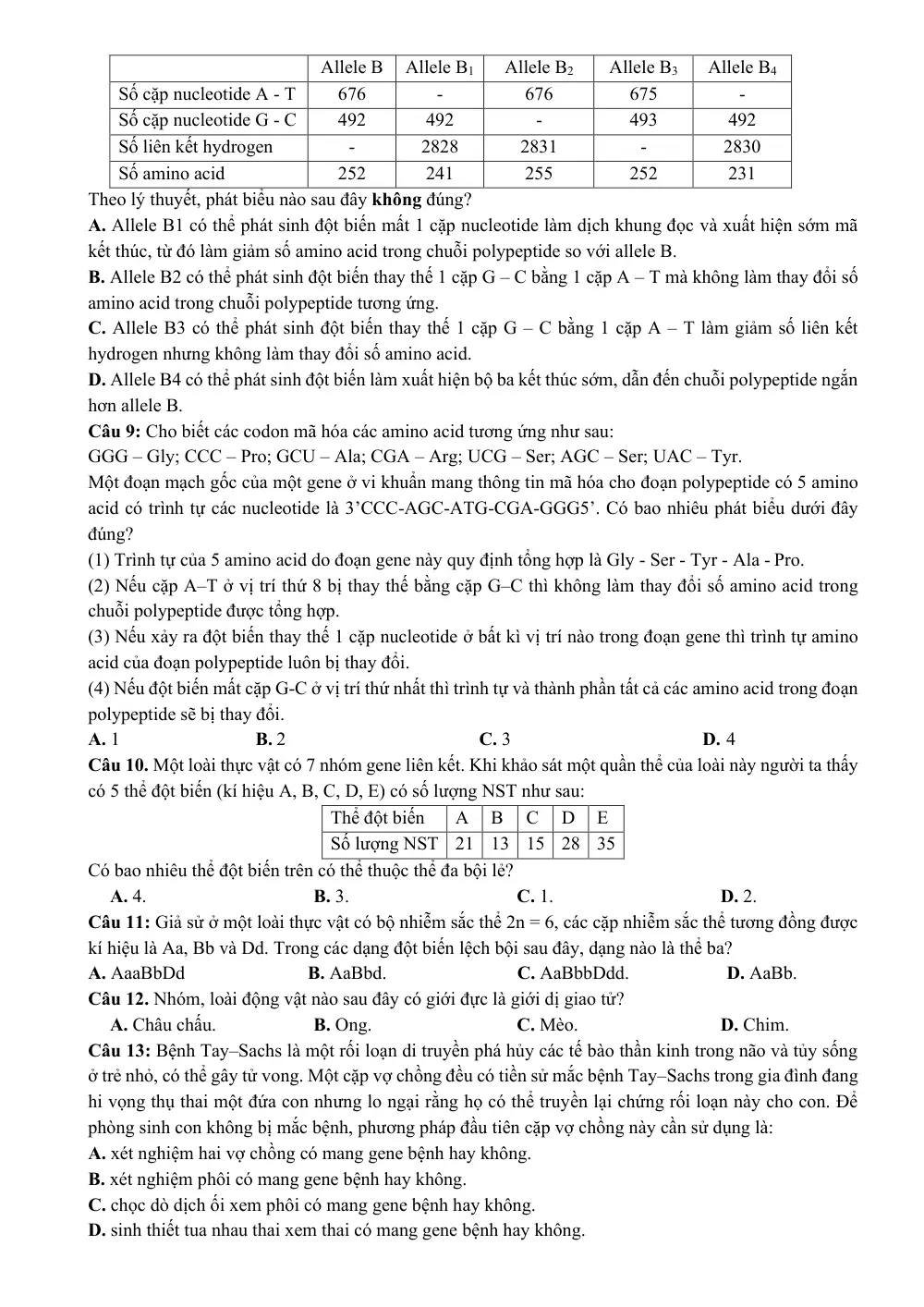 Đề thi thử Tốt nghiệp THPT Sinh học 2025 - 2026 Cụm 13 trường THPT (lần 1) (Hải Phòng) - trang 3