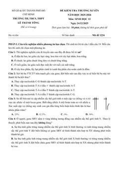 Trang đầu Đề thi thử Tốt nghiệp THPT Sinh học 2025 - 2026 trường TH, THCS, THPT Lê Thánh Tông (TP Hồ Chí Minh)