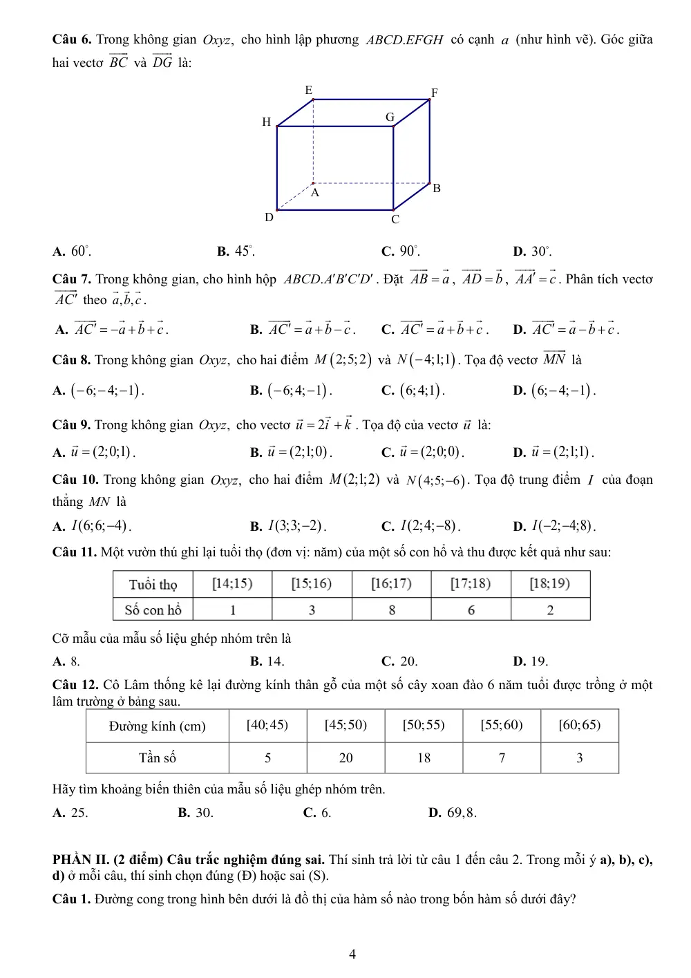 Đề cương ôn tập Học kì 1 Toán 12 trường THPT Thanh Khê (Đà Nẵng) năm 2025-2026 - trang 4