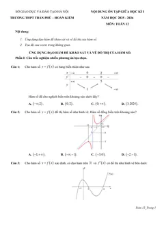 Trang đầu Đề cương ôn tập Giữa kì 1 Toán 12 trường THPT Trần Phú (Hà Nội) năm 2025-2026