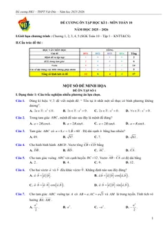 Trang đầu Đề cương ôn tập Học kì 1 Toán 10 trường THPT Việt Đức (Hà Nội) năm 2025-2026