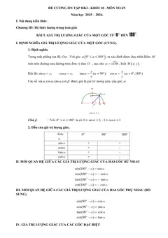 Trang đầu Đề cương ôn tập Học kì 1 Toán 10 trường THPT Đức Trọng (Lâm Đồng) năm 2025-2026