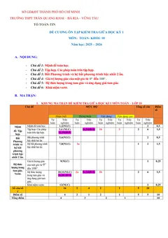 Trang đầu Đề cương ôn tập Giữa kì 1 Toán 10 trường THPT Trần Quang Khải (TP Hồ Chí Minh) năm 2025-2026