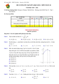 Trang đầu Đề cương ôn tập Giữa kì 2 Toán 10 trường THPT Việt Đức (Hà Nội) năm 2025-2026