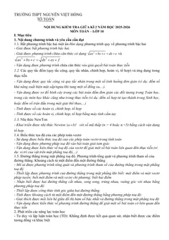 Trang đầu Đề cương ôn tập Giữa kì 2 Toán 10 trường THPT Nguyễn Việt Hồng (Cần Thơ) năm 2025-2026