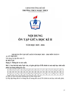 Trang đầu Đề cương ôn tập Giữa kì 2 Toán 9 trường THCS Ngọc Thụy (Hà Nội) năm 2025-2026