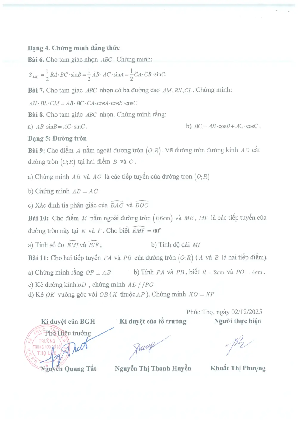 Đề cương ôn tập Học kì 1 Toán 9 trường THCS Thọ Lộc (Hà Nội) năm 2025-2026 - trang 6