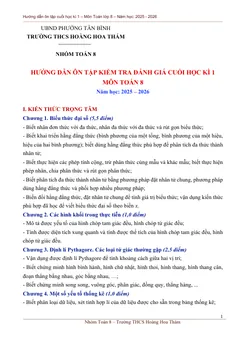 Trang đầu Đề cương ôn tập Học kì 1 Toán 8 năm 2025-2026 trường THCS Hoàng Hoa Thám (TP Hồ Chí Minh)