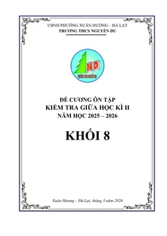 Trang đầu Đề cương ôn tập Giữa kì 2 Toán 8 trường THCS Nguyễn Du (Lâm Đồng) năm 2025-2026