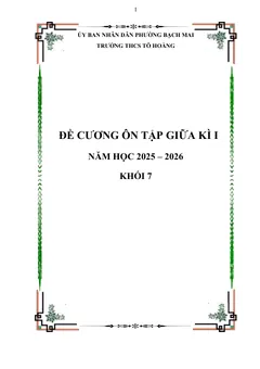 Trang đầu Đề cương ôn tập Giữa kì 1 Toán 7 năm 2025-2026 trường THCS Tô Hoàng (Hà Nội)