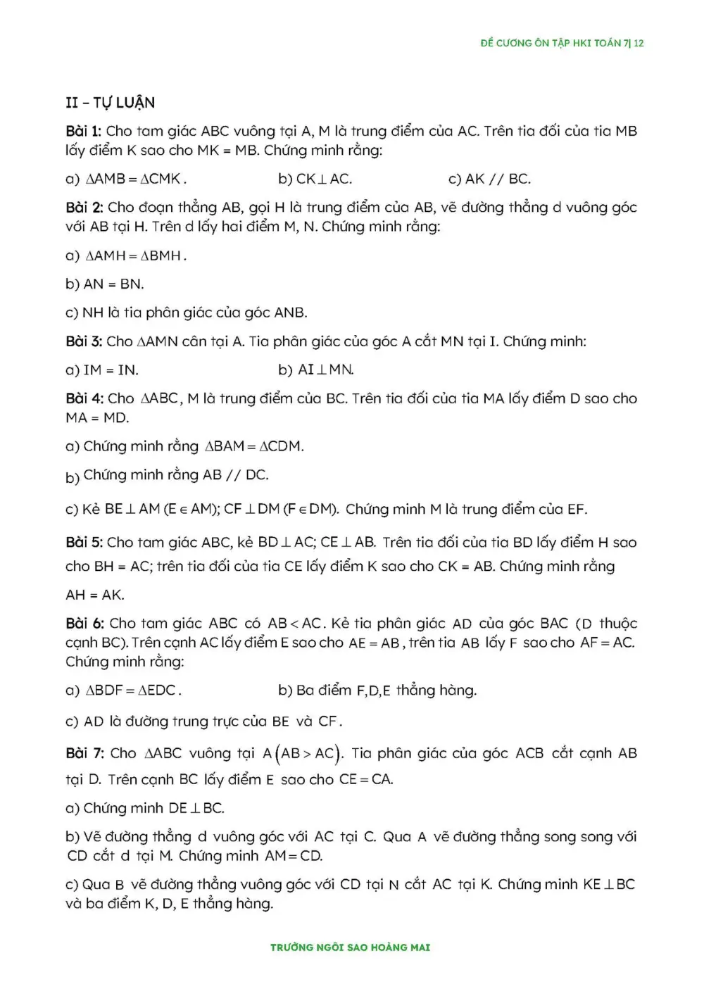 Đề cương ôn tập Học kì 1 Toán 7 năm 2025-2026 trường Ngôi Sao Hoàng Mai (Hà Nội) - trang 12