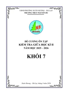 Trang đầu Đề cương ôn tập Giữa kì 2 Toán 7 năm 2025-2026 trường THCS Nguyễn Du (Lâm Đồng)