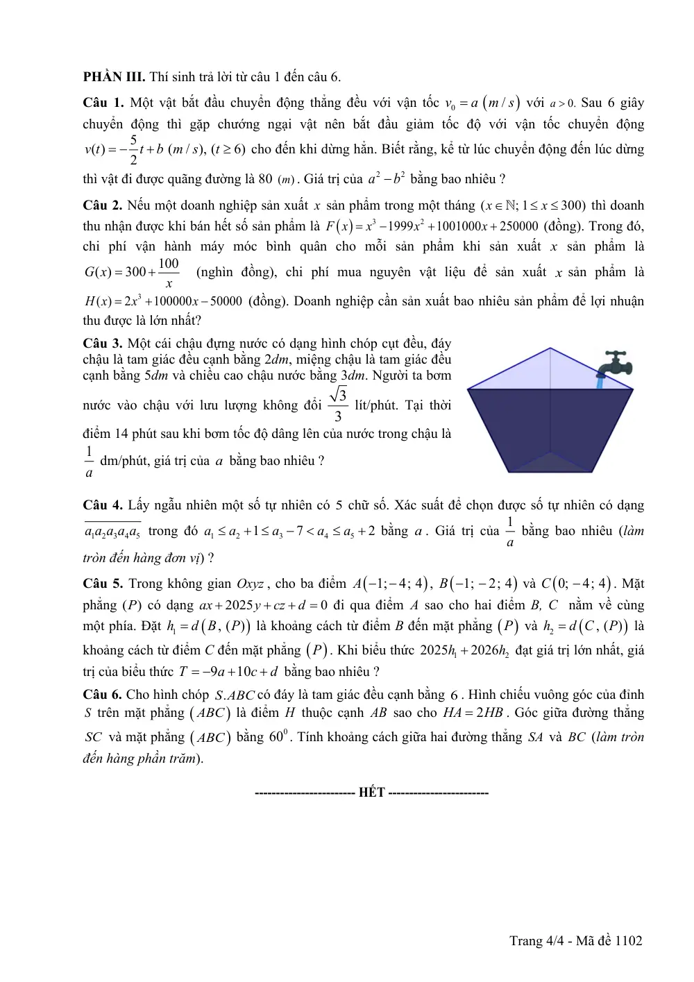 Đề thi thử Tốt nghiệp THPT Toán (lần 1) 2025-2026 Sở Thanh Hóa - trang 8