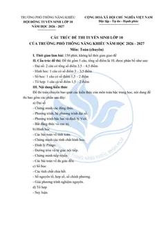 Trang đầu Đề minh họa Toán vào lớp 10 (chuyên) năm 2026-2027 trường PTNK (TP Hồ Chí Minh)