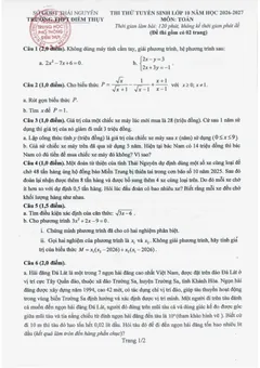 Trang đầu Đề thi thử Toán vào lớp 10 năm 2026-2027 trường THPT Điềm Thụy (Thái Nguyên)