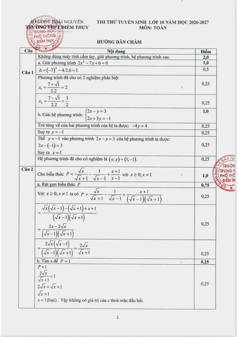 Đề thi thử Toán vào lớp 10 năm 2026-2027 trường THPT Điềm Thụy (Thái Nguyên) - trang 3