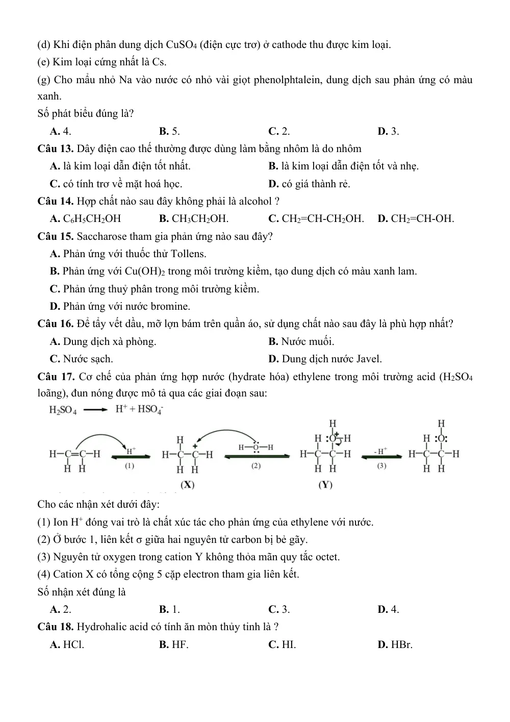 Đề thi thử Tốt nghiệp THPT Hóa học 2025 - 2026 Liên trường THPT Cụm 09 (Hà Nội) - trang 3