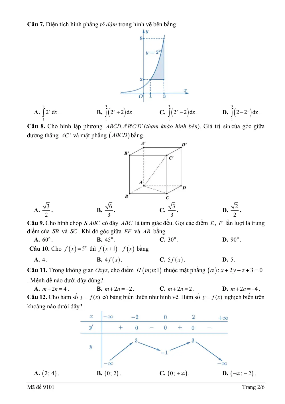 Đề thi thử Tốt nghiệp THPT Toán (lần 1) 2025-2026 trường chuyên Lê Khiết (Quảng Ngãi) - trang 2