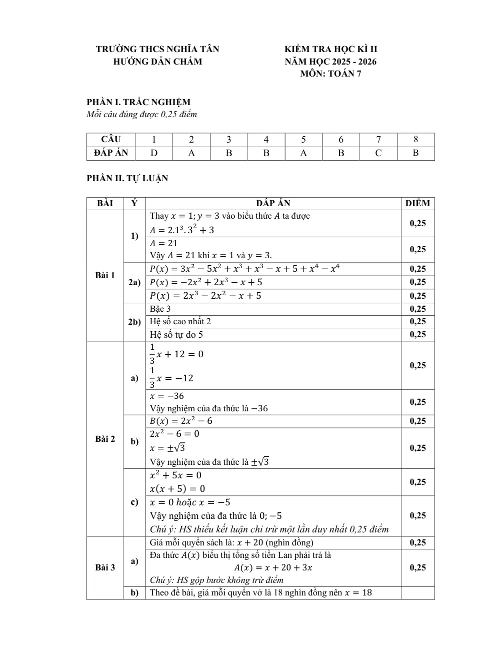 Đề thi Học kì 2 Toán 7 năm 2025-2026 trường THCS Nghĩa Tân (Hà Nội) - trang 4
