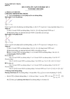 Trang đầu Đề cương ôn tập Học kì 2 Toán 10 trường THPT Đức Trọng (Lâm Đồng) năm 2025-2026