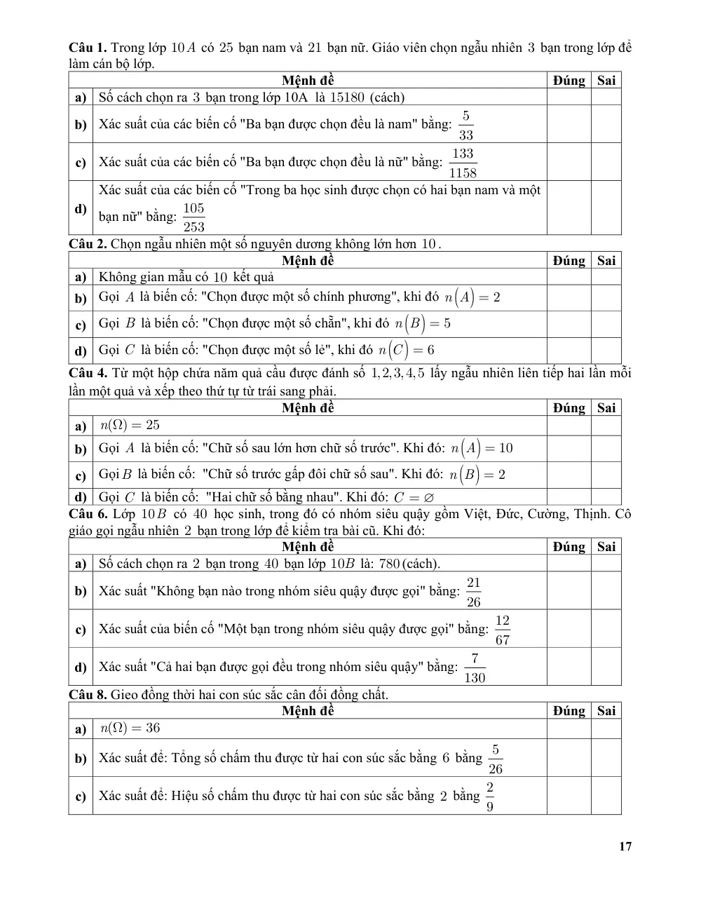 Đề cương ôn tập Học kì 2 Toán 10 trường THPT Xuân Phương (Hà Nội) năm 2025-2026 - trang 17