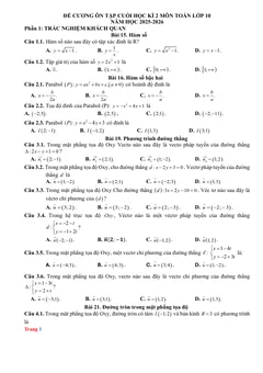Trang đầu Đề cương ôn tập Học kì 2 Toán 10 trường THPT Quế Sơn (Đà Nẵng) năm 2025-2026