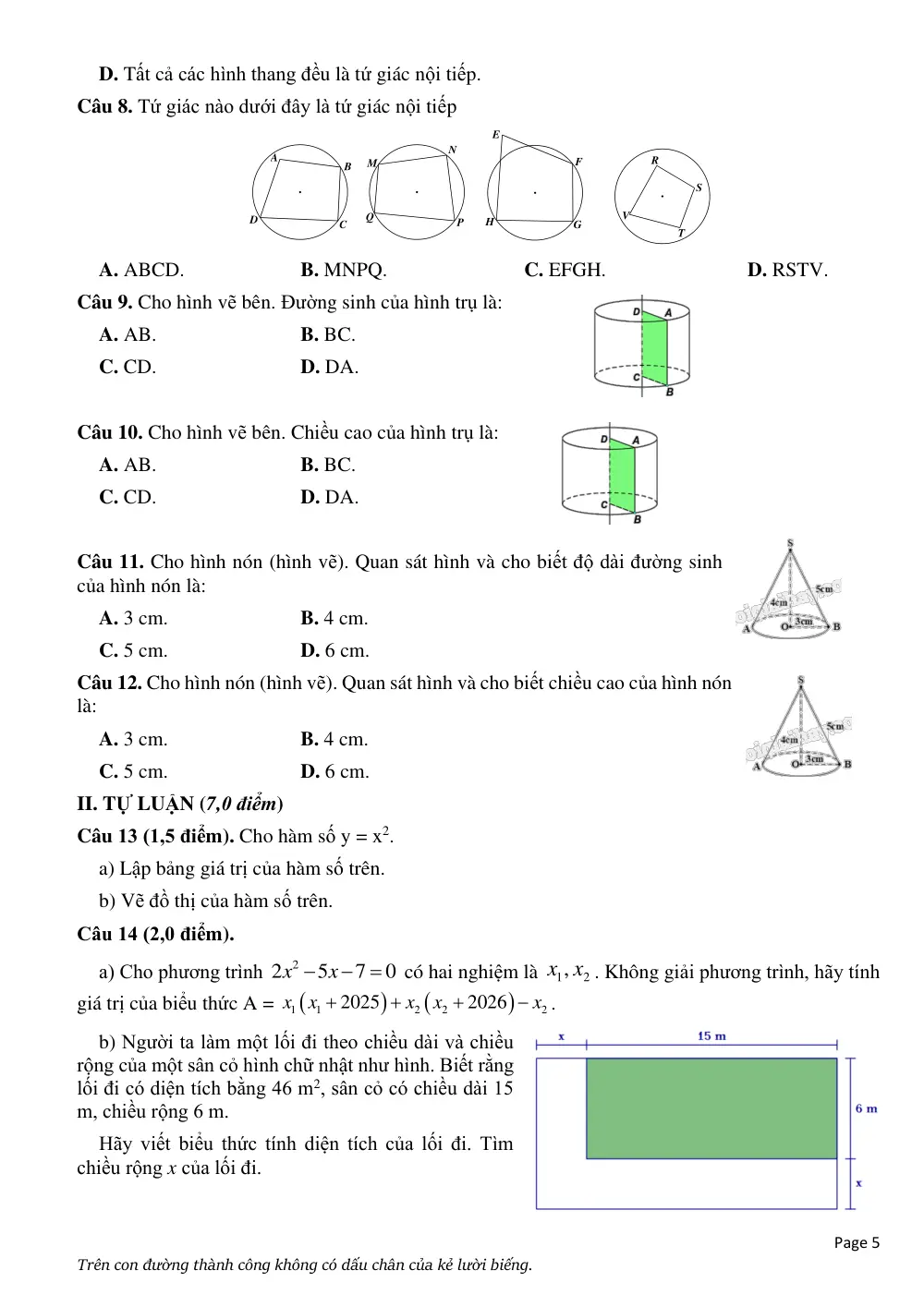 Đề cương ôn tập Học kì 2 Toán 9 trường THCS Long Toàn (TP Hồ Chí Minh) năm 2025-2026 - trang 5