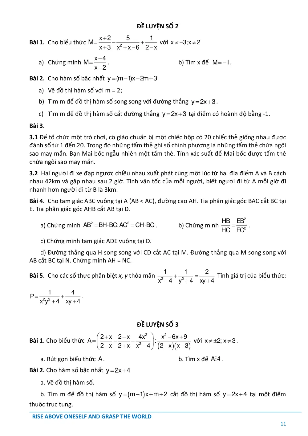 Đề cương ôn tập Học kì 2 Toán 8 hệ thống GD Archimedes School (Hà Nội) năm 2025-2026 - trang 11