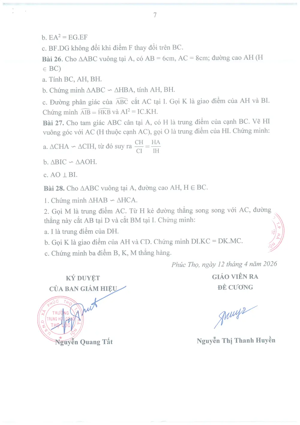 Đề cương ôn tập Học kì 2 Toán 8 trường THCS Thọ Lộc (Hà Nội) năm 2025-2026 - trang 7