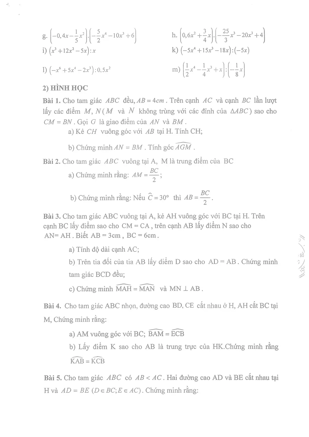 Đề cương ôn tập Học kì 2 Toán 7 năm 2025-2026 trường THCS Thọ Lộc (Hà Nội) - trang 5
