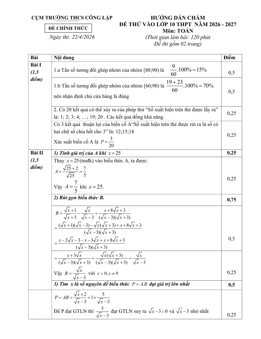 Đề thi thử Toán vào lớp 10 năm 2026-2027 cụm THCS công lập (Hà Nội) - trang 3